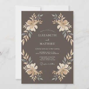 Mocha Champagner Blatt Hochzeit Einladung