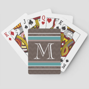 Mocha Chevron Monogram & Custom Text Playing Cards Spielkarten