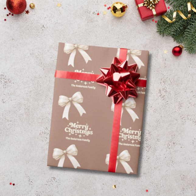 Mocha Creme Bogen Retro Weihnachten Geschenkpapier (Von Creator hochgeladen)