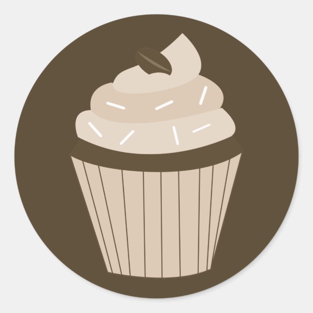 Mocha Cupcake Round Stickers (Vorderseite)