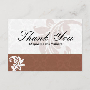 Mocha Damask Wedding Dankeschön Card Dankeskarte