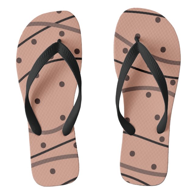 Mocha Dots & Stripes Muster Flip Flops (Fußbett)