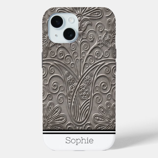 Mocha Floral Damask Custom Samsung Case-Mate iPhone Hülle (Rückseite)