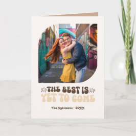 Mocha Glow Champagner Retro Neujahr-Foto Feiertagskarte