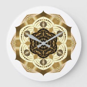 Mocha Gold Mandala Große Wanduhr