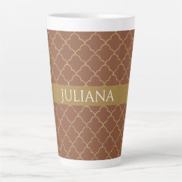 Mocha Gold Quatrefoil Personalisiert Milchtasse