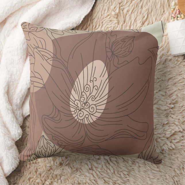 Mocha Hibiskus Botanische Harmonie für Set Kissen (Decke)