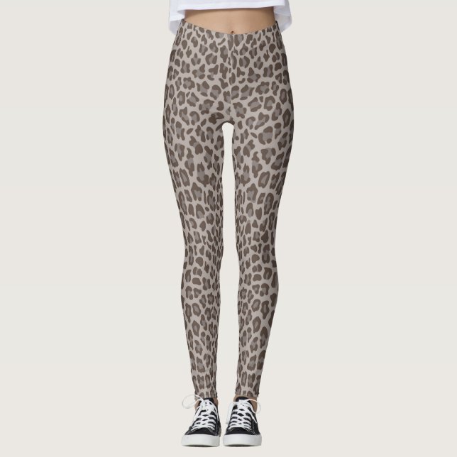 Mocha Leopard Print Women's Leggings (Vorderseite)