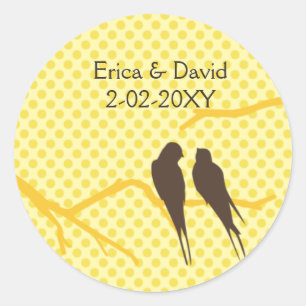 Mocha lovebirds Hochzeitslabel Runder Aufkleber