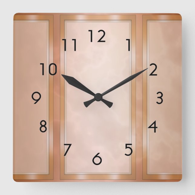 Mocha Marble Panels Quadratische Wanduhr (Vorderseite)
