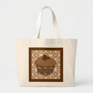 Mocha / Mattierter Kaffee Kuchen, Spitzen Hintergr Jumbo Stoffbeutel