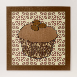 Mocha / Mattierter Kaffee Kuchen, Spitzen Hintergr Puzzle