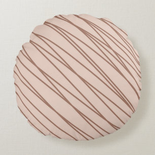 Mocha Mousse Abstrakt handGezeichnet Doodle Line Rundes Kissen