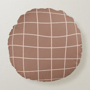 Mocha Mousse Abstrakte handGezeichnet Doodle-Linie Rundes Kissen
