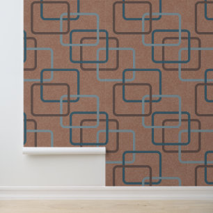 Mocha Mousse Aquamarine geometrische Quadrate Tapete