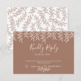 Mocha Mousse Boho Botanische Hochzeit RSVP Karte