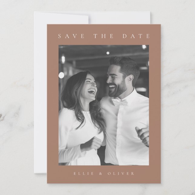 Mocha Mousse Boho Foto Save the Date Einladung (Vorderseite)