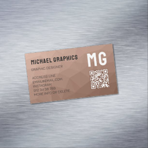 Mocha-Mousse-Braun geometrisches Maschenmuster QR- Magnetische Visitenkarte