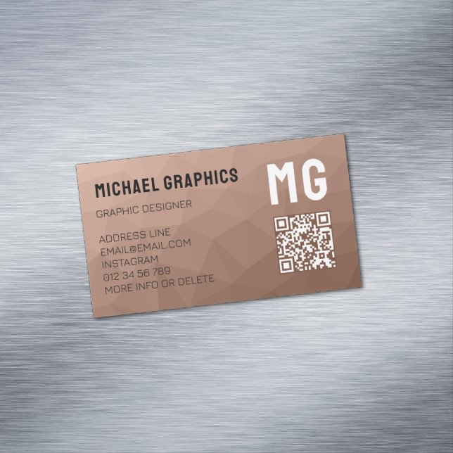 Mocha-Mousse-Braun geometrisches Maschenmuster QR- Magnetische Visitenkarte (Beispiel)