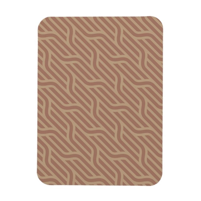 Mocha Mousse Brown Buffet Beige Wavy Line Muster Magnet (Vertikal)