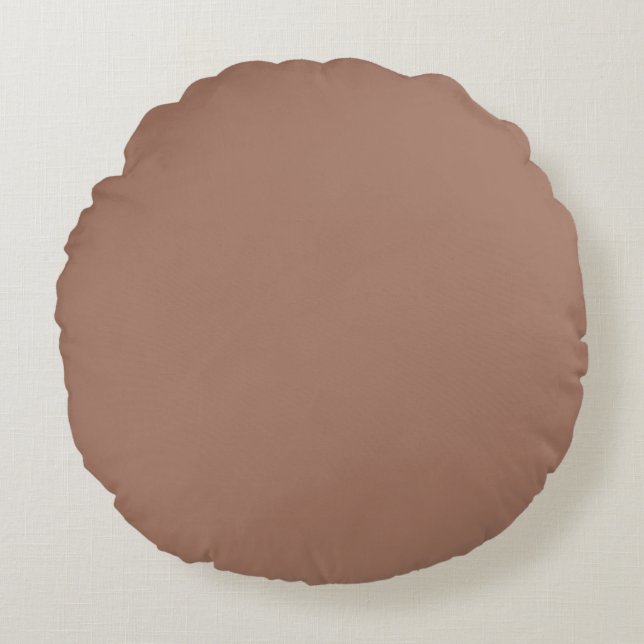 Mocha Mousse Brown Solid Color Rundes Kissen (Vorderseite)