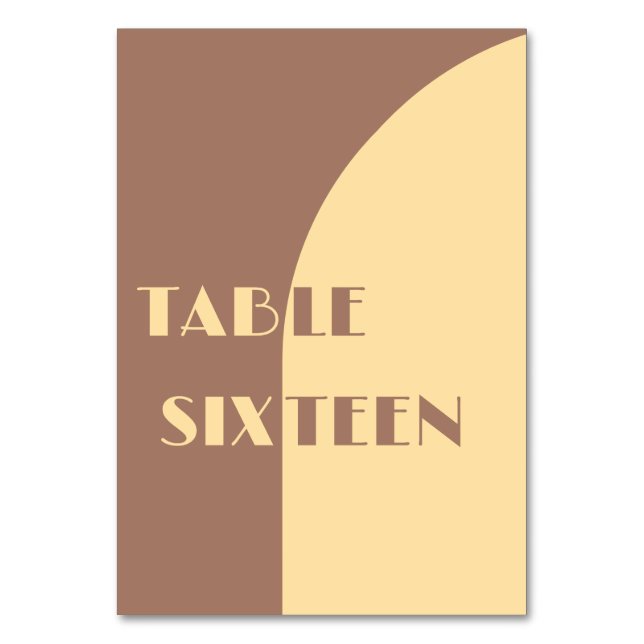 Mocha Mousse, cremefarbene, gelbe Tischkarte für H Tischnummer (Vorderseite)