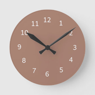 Mocha Mousse einfarbig Schokoladenbraun Minimalist Runde Wanduhr