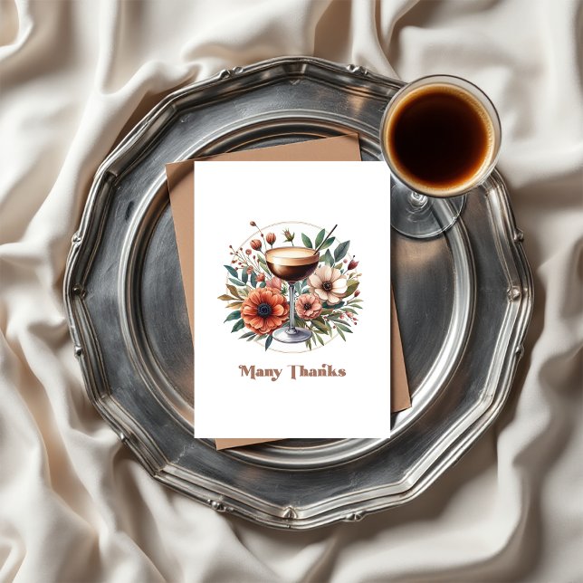 Mocha Mousse Espresso Martini Brautparty Foto Dankeskarte (Mocha Mousse Espresso Martini Bridal Shower Photo Thank You Card)