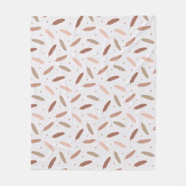 Mocha Mousse Feathers Fleece Blanket (Vorderseite)