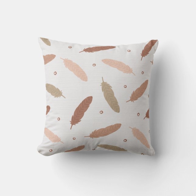 Mocha Mousse Feathers Throw Pillow Kissen (Vorderseite)