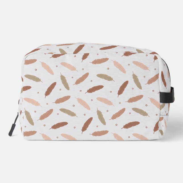 Mocha Mousse Feathers Toiletry Bag Waschbeutel (Rückseite)