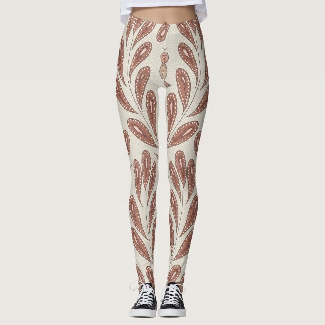 Mocha Mousse Floral Birds Leggings (Vorderseite)