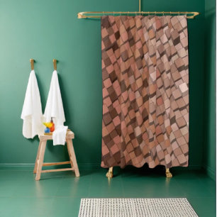Mocha Mousse Geometric Duschvorhang