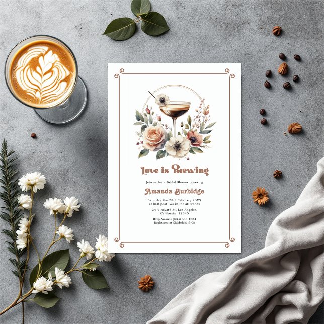 Mocha Mousse Liebe ist Brautparty brauen Einladung (Mocha Mousse Love is Brewing Bridal Shower Invitation)