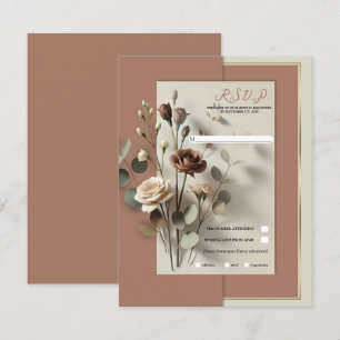 Mocha-Mousse Moderne Botanische Florale Hochzeits- Einladung