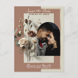 Mocha-Mousse Moderne Botanische Florale Vorab-Bena Ankündigungspostkarte