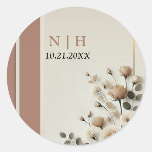 Mocha-Mousse-Neutraler-Blumenhochzeit Runder Aufkleber