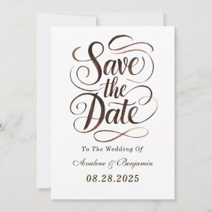 Mocha Mousse Paint Calligrafy Save the Date Cards Einladung
