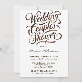 Mocha Mousse Paint Writing Wedding Couples Dusche Einladung