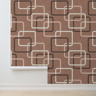 Mocha Mousse Retro Geometric Squares Mitte des Jah Tapete