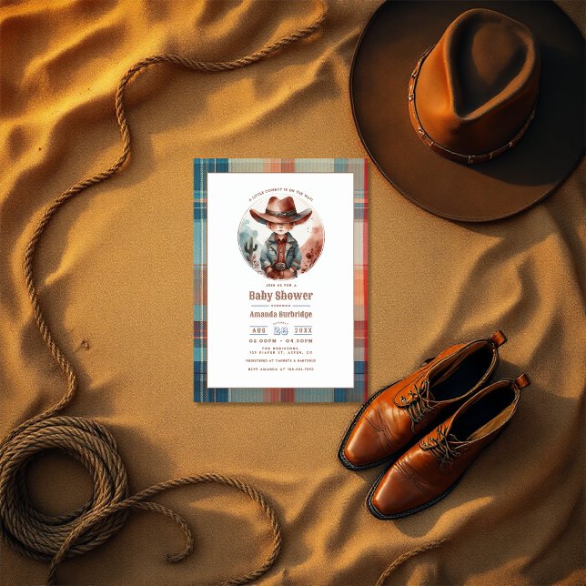Mocha Mousse Rustikaler Western Cowboy Babydusche Einladung (Mocha Mousse Rustic Western Cowboy Baby Shower Invitation)