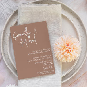 Mocha Mousse Trendy Einfache Minimalistische Hochz Einladung