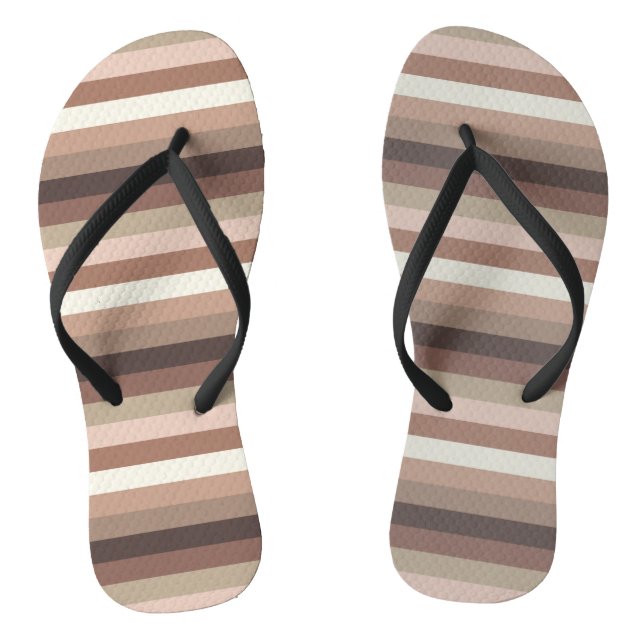 Mocha Mousse und Akzente Horizontales Streifenmust Flip Flops (Fußbett)