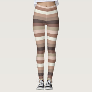 Mocha Mousse und Akzente Horizontales Streifenmust Leggings