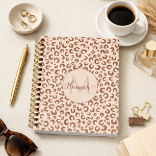 Mocha Mousse und Cream Tan Leopard Muster Notizbuch