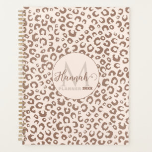 Mocha Mousse und Cream Tan Leopard Muster Planer