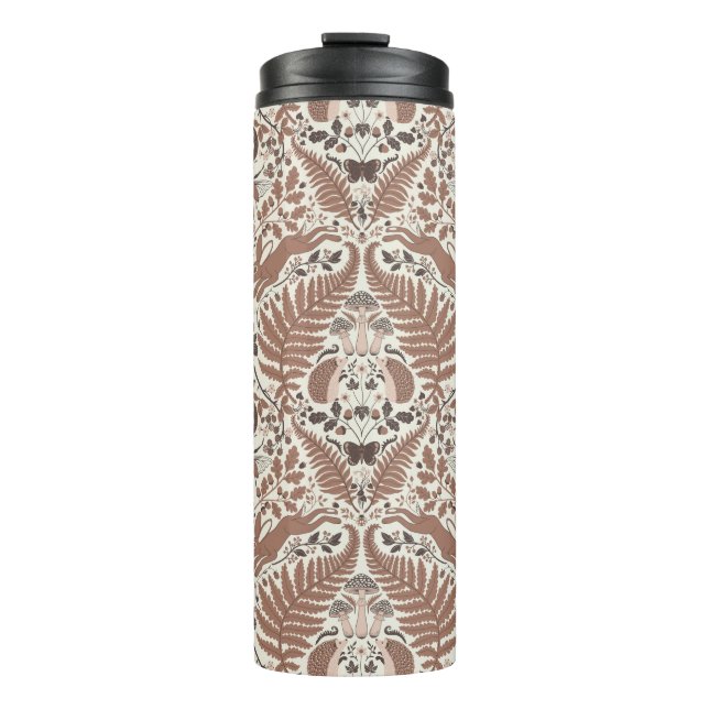 Mocha-Mousse, Wald/Waldtiere und Pflanze Thermosbecher (Vorderseite)