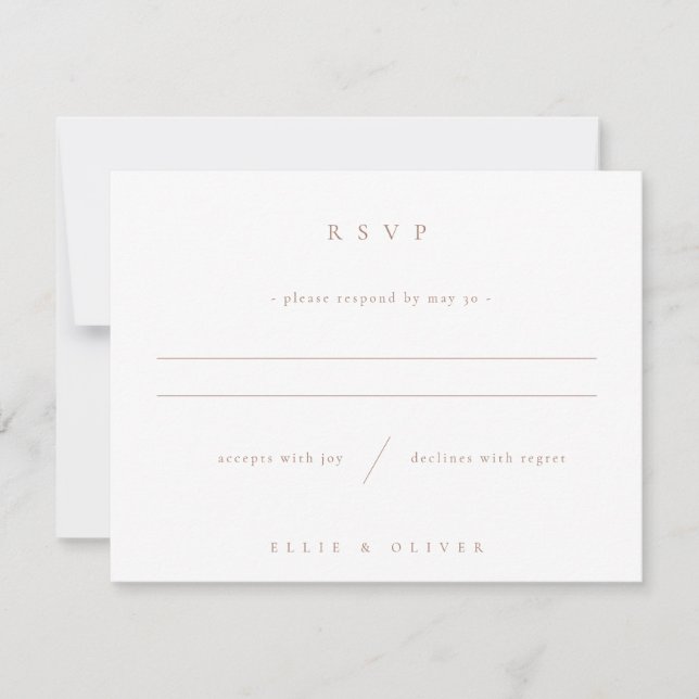Mocha Mousse & White Boho Foto Hochzeit Modern RSVP Karte (Vorderseite)