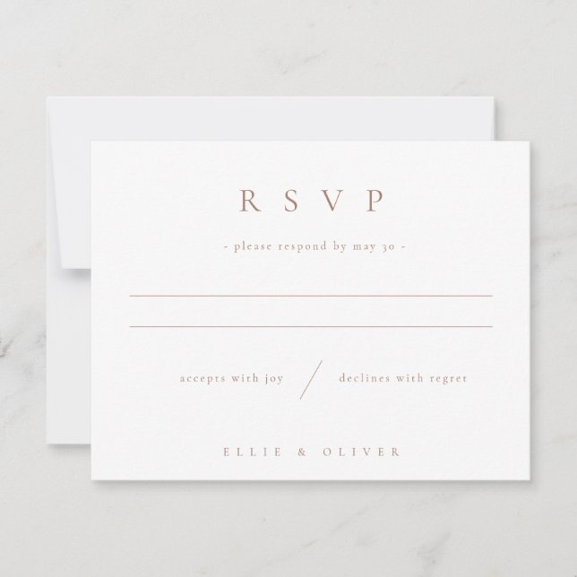 Mocha Mousse & White Boho Foto Hochzeit Modern RSVP Karte (Vorderseite)