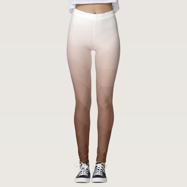 Mocha Mousse White Gradient Geometric Mesh Pattern Leggings (Vorderseite)